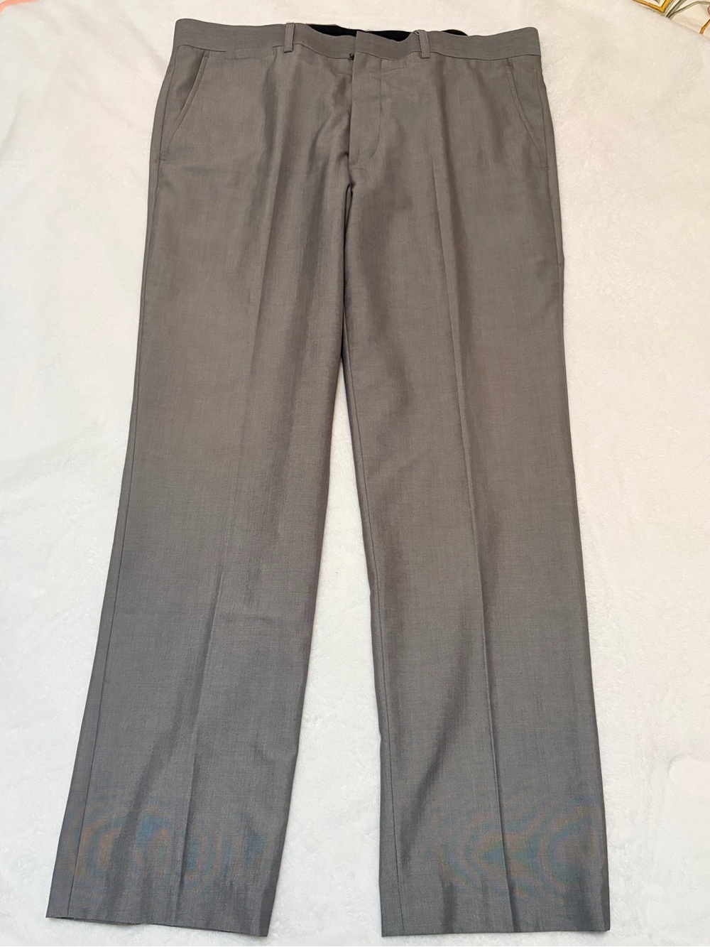 Men's Gray Flat-Front Dress Pants